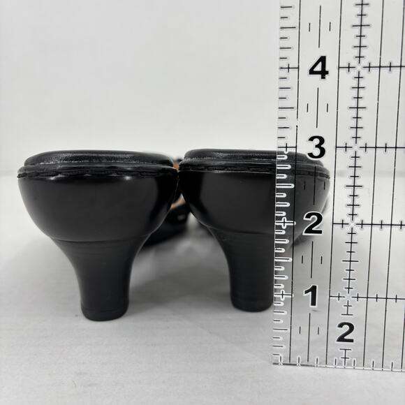 Sofft Heeled Sandals Women's Size 9 Black Leather Slip On Strappy Open Toe - Picture 9 of 9